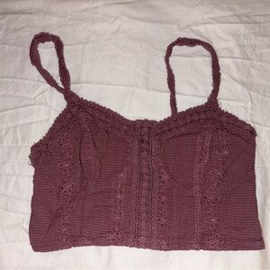 Lace Trimmed Mauve Crop Top